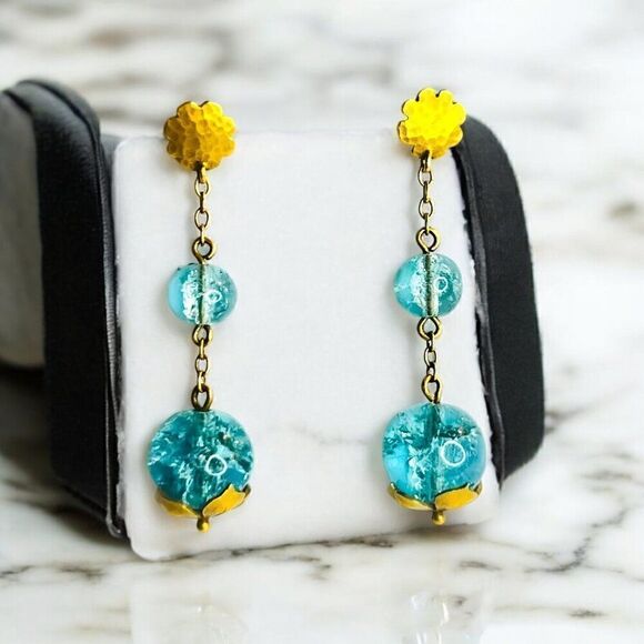 ANTIQUE- 10k Gold Art Nouveau Earrings Victorian Screwback Earrings ca.1894-5.3g - Picture 2 of 15